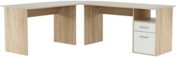 Mobikon Birou de colt din pal stejar sonoma alba Maurus 203x176x70 cm (14214)