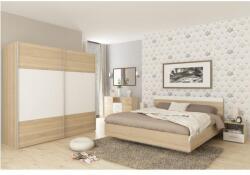 Mobikon Set mobilier dormitor mdf natur stejar sonoma alb, pat 180x200 cm, Gabriela 201.6x62x200 cm (32778)