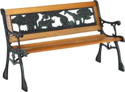 Mobikon Banca de gradina pentru copii din fier negru si lemn natur NADAZA 82x40x46 cm (17652)