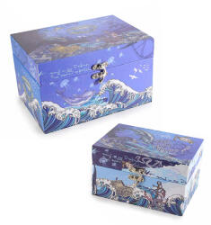 Decorer Set 2 cutii lemn albastru alb 20x14x12 cm, 16x11x9 cm (36511)