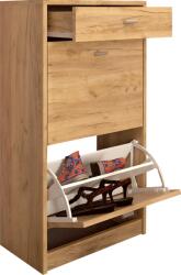 Mobikon Pantofar 2 compartimente cu sertar pal maro stejar artisan Vivat 50x28x92 cm (32640) Pantofar