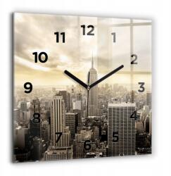  Függő Négyzet alakú Üvegóra New York-i tornyok grafikával 60x60 cm (010010500080200268923)