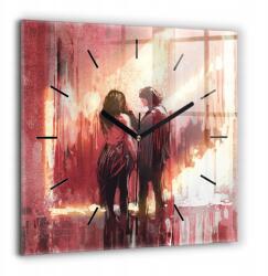  Üveg falióra Modern enteriőrökbe Fiatal szerelmes pár 60x60 cm (010010500080200267410)