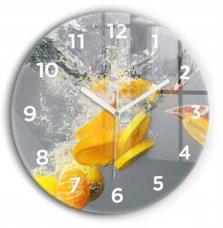  Dekoratív Kerek Fotó Üveg Falióra Citrus a vízben fi60 cm (010010500050100272205)