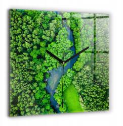  Négyzet alakú Üveg Falióra Nyomtatott Folyó az erdőben XXL 60x60 cm (010010500080200267520)
