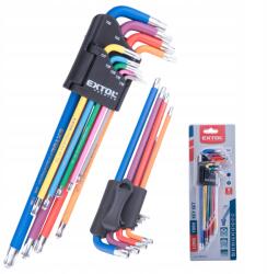 Extol Torx Kulcskészlet 9 db-os Lyukacsos Hosszabbító Golyóval T10-T50 (8819416)