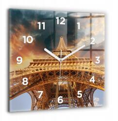 Foto Üveg falióra Eiffel-torony, felhők háttér 60x60 cm (010010500080100273093)