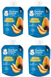 Nestle Плодово пюре Nestle Gerber - Пауч от круша и сушени сливи, 6 м+, 4 х 80 g (4x 12513307) - baby