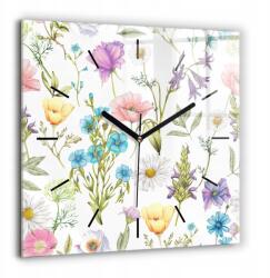  Modern Négyzet alakú Üveg Falióra Virágkompozíció 60x60 cm (010010500080200256667)