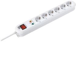 Bachmann Prelungitor Bachmann SMART cu 6 Prize Schuko, Protecție la Supratensiune, Întrerupător, Alb (B381.2501KR)