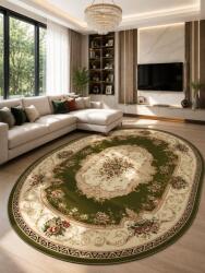 LOTOS Covor Oval Lotos 507-301, Marime 80 x 200 cm, Crem, Verde, Inaltime Fir 8 mm, Antialergic, Polipropilena, Living, Dormitor, Sufragerie, Birou Covor