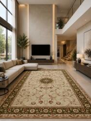 LOTOS Covor Lotos 523-130, Marime 200 x 300 cm, Crem, Verde, Inaltime Fir 8 mm, Antialergic, Polipropilena, Living, Dormitor, Sufragerie, Birou Covor