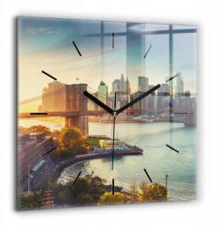  Négyzet alakú Üveg Falióra Irodába New York Manhattan Nagy 60x60 cm (010010500080200267259)