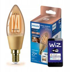 Philips Led izzó E14 C35 4, 9W 25W Filament Borostyán Smart WiFi Philips WiZ (8719514372085)