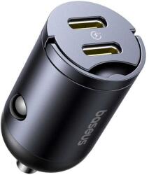 Baseus INCARCATOR auto Baseus Tiny Star, Quick Charge 30W, 2 x USB Type-C , negru "C00035001121-03" (timbru verde 0.8 lei) - 6932172677190 (L1-C00035001121-03)