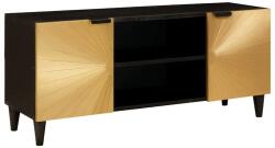 vidaXL TV szekrény polcokkal - fekete-arany - 105x33x46 cm
