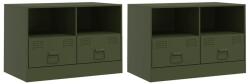 vidaXL acél TV-szekrény szett - olívazöld - 67x39x44 cm - 2 db