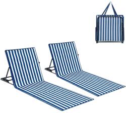 Palawano Napozóágy Kertbe és Strandra - 5 Pozíciós Állítható Strandmatrac, Könnyű és Hordozható Fekvőmatrac Medencéhez és Piknikhez, Kék-Fehér