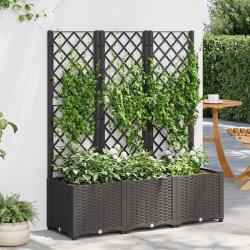vidaXL kerti virágláda ráccsal 120x40x136 cm PP - fekete