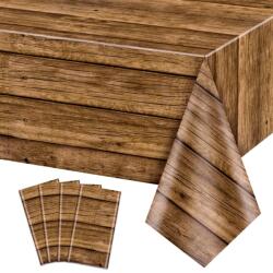 PTECDROTS Rusztikus Barna Fa Mintás Asztali Futó Szett - 4 db Téglalap Alakú Vízálló Eldobható Terítő Party Dekorációhoz 130 x 218 cm