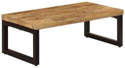 vidaXL Tömör Mangófa és Acél Dohányzóasztal 100x50x35 cm Természetes Fa Felülettel Ipari Stílusú Kisasztal Nappaliba