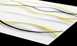 DIMEX ART Plexi a konyhapult mögött sárga hullámok - 240 x 60 cm (PGT-24060-100)