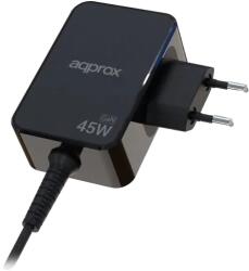 Approx Telefontöltő - USB Type-C, 45W gyorstöltő + 1.8m kábel, Fekete - APPA45GAN (APPA45GAN)