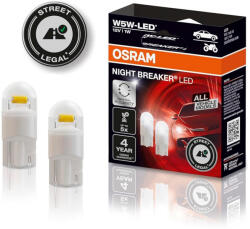 OSRAM Set 2 W5W Osram Cutie Night Breaker LED omologare RAR Street Legal 6000K (OSR2825DWNB-2HFB)