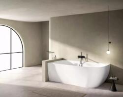 Aquatrend Monaco balos akril aszimmetrikus térkád fehér lefolyóval 170x80 (WEB022855)