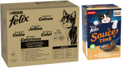 FELIX 120x85g Felix Sensations húsválogatás nedves macskatáp+24x40g Sauce Time ingyen
