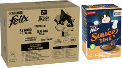 FELIX 120x85g Felix Fantastic Senior nedves macskatáp+24x40g Sauce Time ingyen