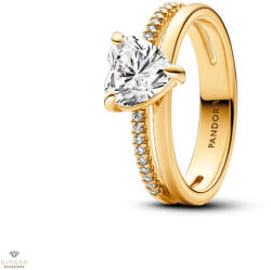 Pandora Dupla gyűrű szív alakú kővel 58-as méret - 163100C01-58