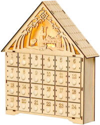 AOSOM Fa adventi naptár LED-világítással 24 fiókos öröknaptár 26, 6x6x30 cm