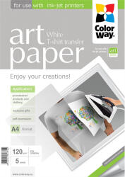 ColorWay Fotópapír, pólóra vasalható (ART T-shirt transfer, white), 120 g/m2, A4, 5 lap (PTW120005A4) - itbay