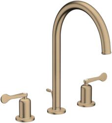Hansgrohe Archivio 3-lyukas mosdócsaptelep 190, karos fogantyúkkal, húzórudas leeresztőgarnitúrával, Szálcsiszolt Bronz 34029140 (34029140)
