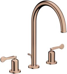Hansgrohe Archivio 3-lyukas mosdócsaptelep 190, karos fogantyúkkal, húzórudas leeresztőgarnitúrával, Polírozott Vörösarany 34029300 (34029300)