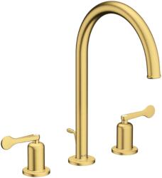 Hansgrohe Archivio 3-lyukas mosdócsaptelep 190, karos fogantyúkkal, húzórudas leeresztőgarnitúrával, Szálcsiszolt Arany 34029250 (34029250)