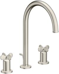 Hansgrohe Archivio 3-lyukas mosdócsaptelep 190, keresztfogantyúkkal, húzórudas leeresztőgarnitúrával, Rozsdamentes Acél 34027800 (34027800)