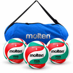 Molten Pachet 3 mingi de volei Molten V5M5000 aprobata FIVB + geanta Molten pentru 3 mingi (3X5M5000+EK0043-B)
