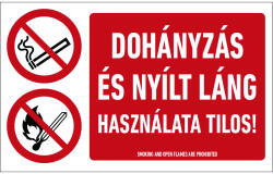 AFV Dohányzás és nyílt láng használata tilos! (2 piktogram) (TUT021002PVC02500160)