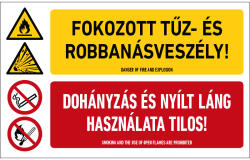 AFV Fokozott tűz- és robbanásveszély! Dohányzás és nyílt láng használata tilos! - 1mm PVC 160*250 (TUT023001PVC02500160)