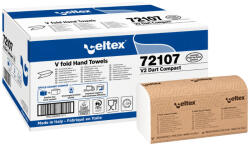 Celtex V Dart Compact hajtogatott kéztörlő cellulóz, 2 réteg, 21, 5x21cm, 12x250lap (3000 lap) (72107) - szerek