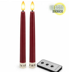  Led vacsoragyertya 2db - bordó - élethű láng/időzítős