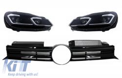 KITT Hűtőrács, VW Golf VI 08+ modellekhez, LED fényszórókkal és dinamikus irányjelzőkkel, R20 dizájn (COFGVWG6R20FS)