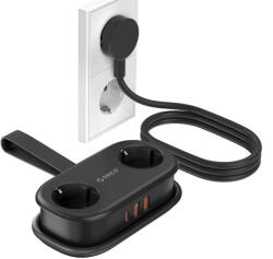Orico Prelungitor pentru interior Orico AP3, 2 prize, 2xUSB-A / 18W, 1xUSB-C / 20W, 2500W, 10A, Lungime cablu 1.53m, Negru (6942227174512)