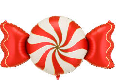 PartyDeco Balon din folie - Acadea de Crăciun bej-roșie 113 x 54 cm