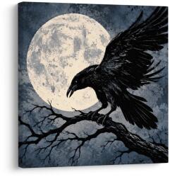 Dovido Tablou corb negru sub luna plină - 30x30