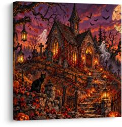 Dovido Tablou cimitir de Halloween lângă capelă - 50x50
