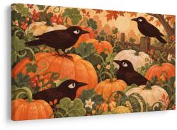 Dovido Tablou corbi printre dovleci de toamnă - 120x80