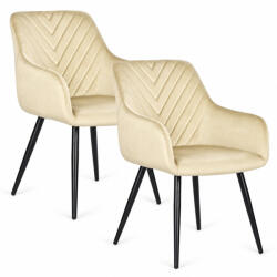 ModernHOME Étkezőszék, ModernHome TIKC-3, 2 db, bézs, 82, 5 x 60 x 55 cm, bársony kárpit, porszórt acél lábak, karfás, teherbírás: 120 kg
